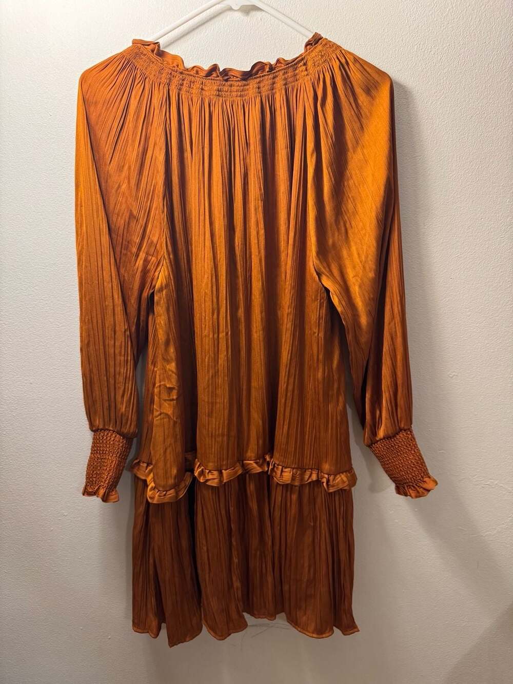 by Anthropologie Giulia Tunic Dress Burnt Orange Rust Pleated Mini S - Picture 3 of 6
